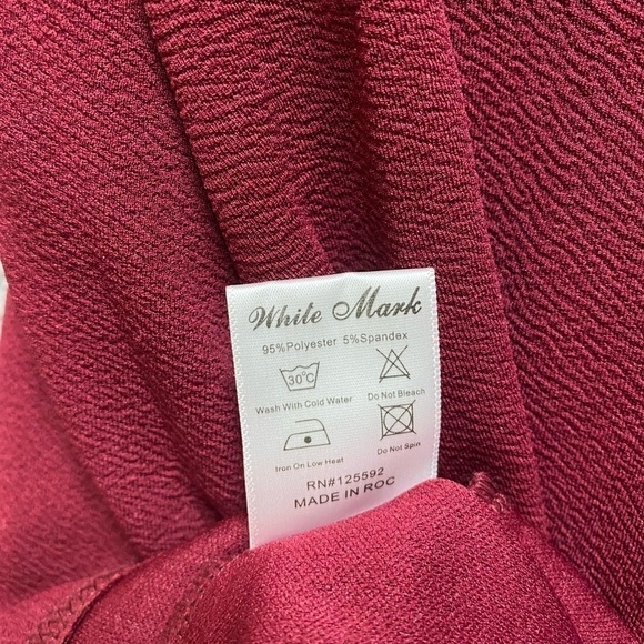 White Mark Dress Women Small Red Pleated Long Sleeve Pullover Burgundy - Picture 11 of 12